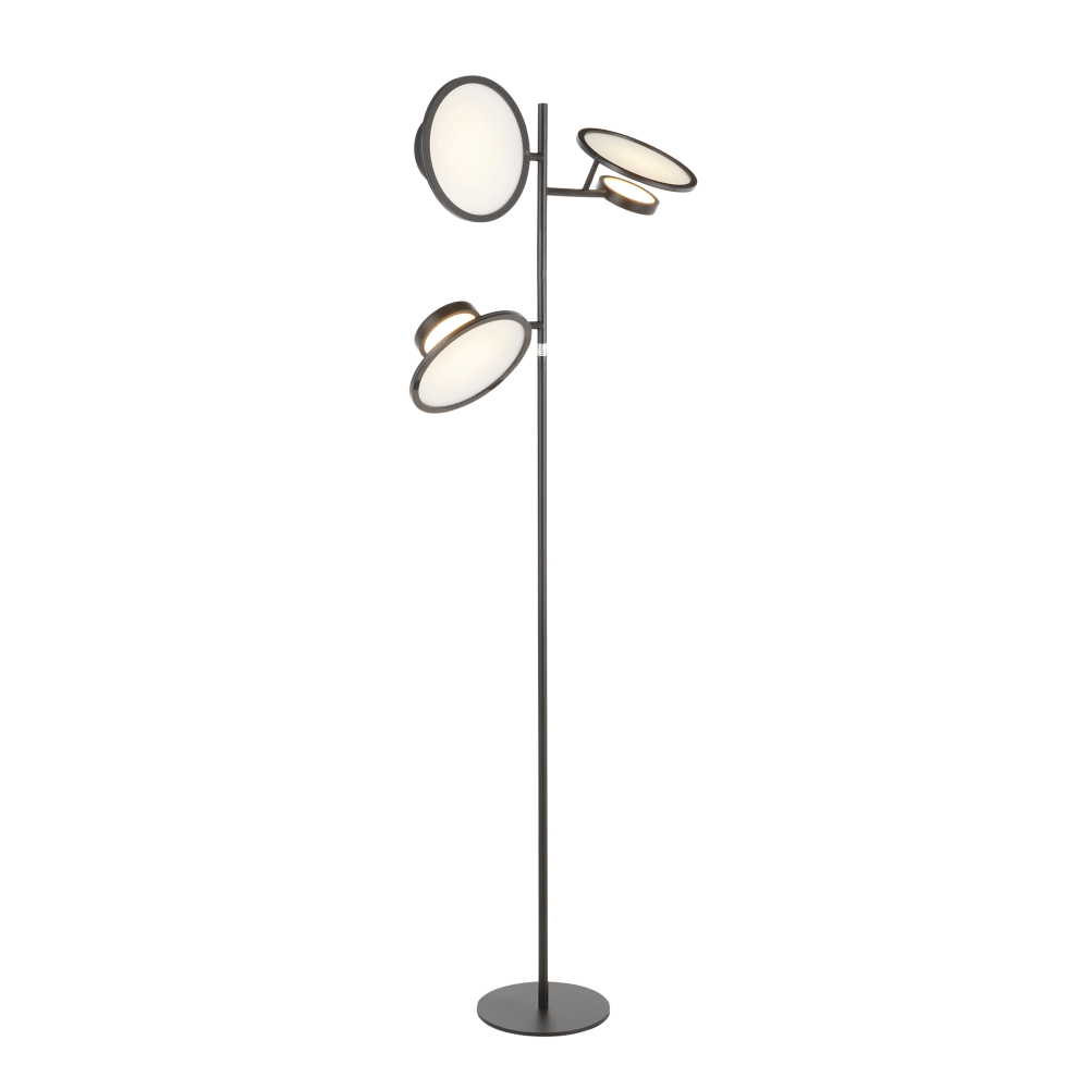 LumiSource Eclipse Floor Lamp, 66inH, White Shade/Black Base