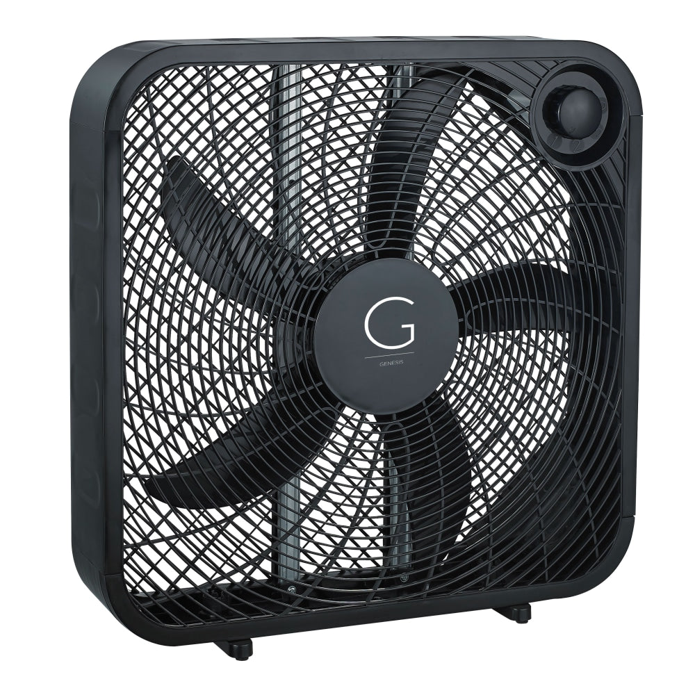 Genesis 3-Speed Box Fan With Max Cooling Technology, 20in, Black