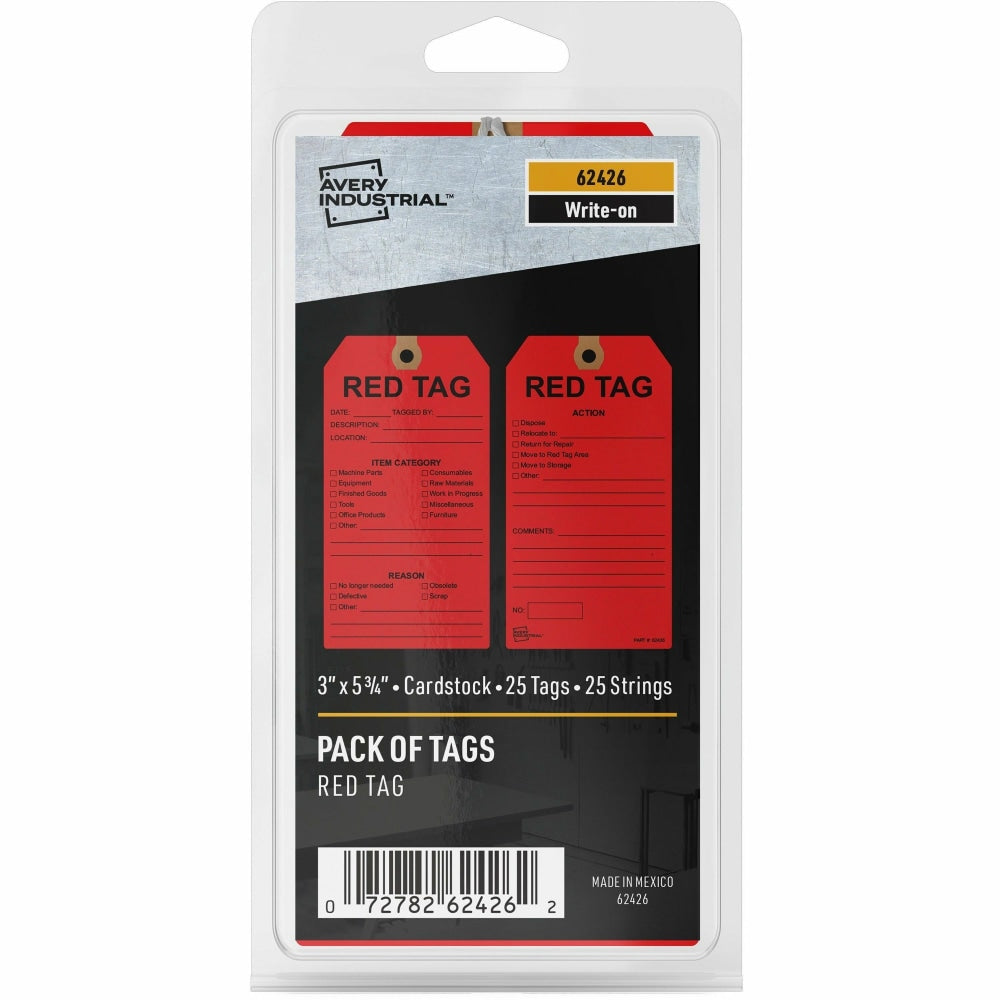 Avery Preprinted RED TAG 5S Hang Tags - 5.75in Length x 3in Width - 25 / Pack - Card Stock - Red