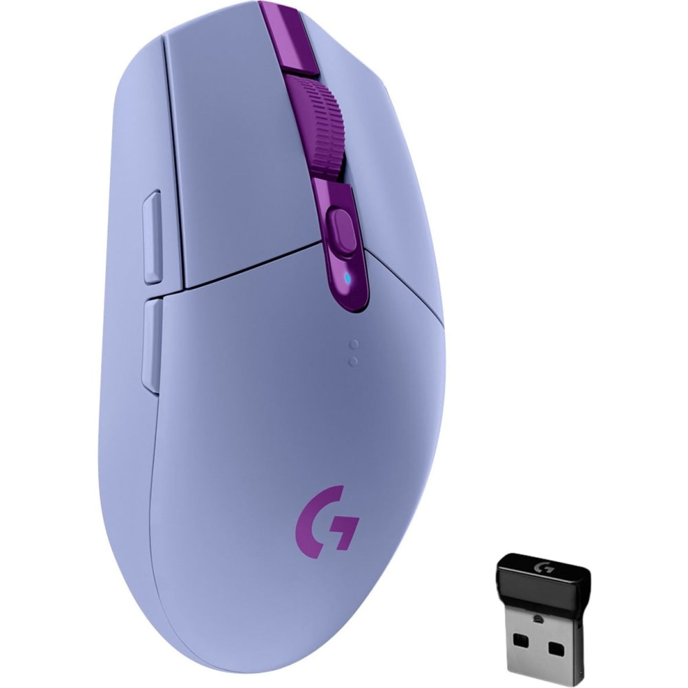 Logitech G305 LIGHTSPEED Wireless Gaming Mouse - Travel Mouse - Optical - Wireless - Radio Frequency - 2.40 GHz - Lilac - 12000 dpi - 6 Button(s)