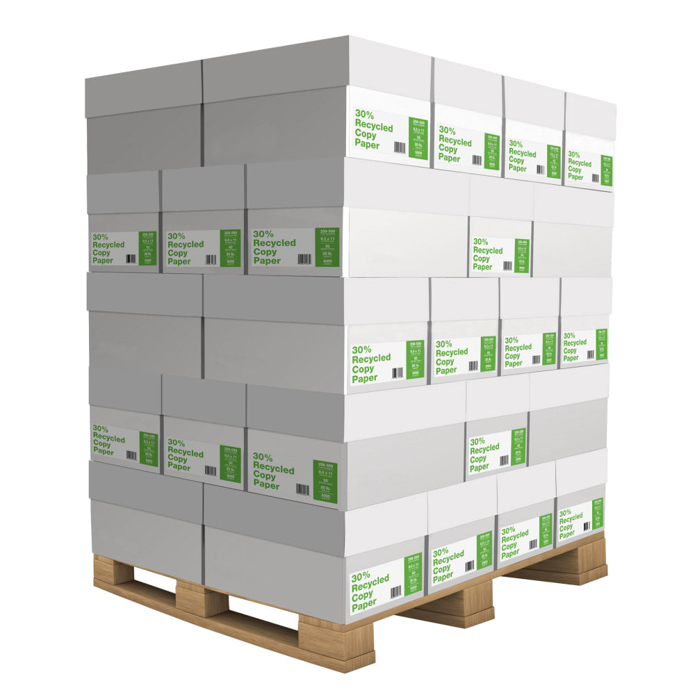 Domtar Copy Paper, White, Letter (8.5in x 11in), 200000 Sheets Per Pallet, 20 Lb, 92 Brightness, 30% Recycled, Case Of 10 Reams