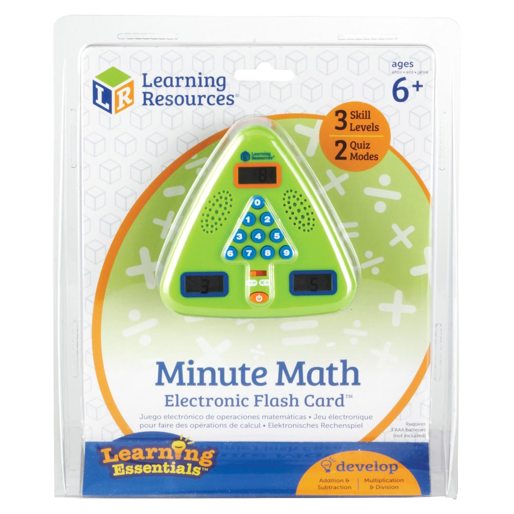 Learning Resources Minute Math Electronic Flash Card, 5in x 5in, Grades 1-3