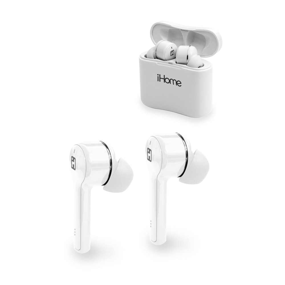 iHome XT-47 Pop-Up Sticks True Wireless Bluetooth In-Ear Earbuds, White