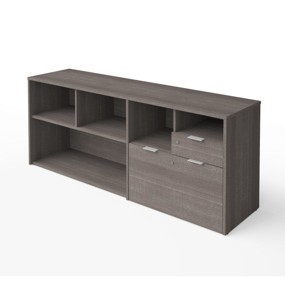 Bestar i3 Plus 72inW Computer Desk Credenza With 2 Drawers, Bark Gray