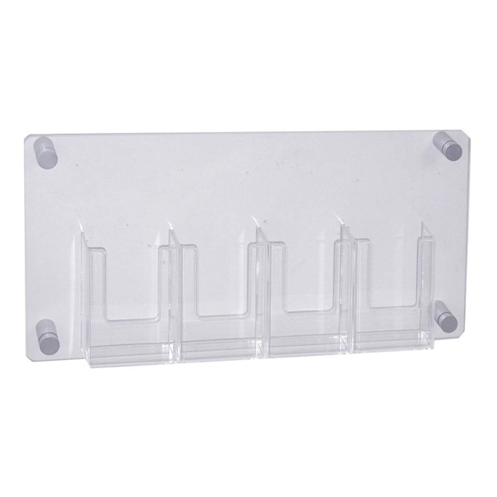 Azar Displays 4-Pocket Trifold Wall-Mount Brochure Holder, 11inH x 23inW x 1-3/8inD, Clear