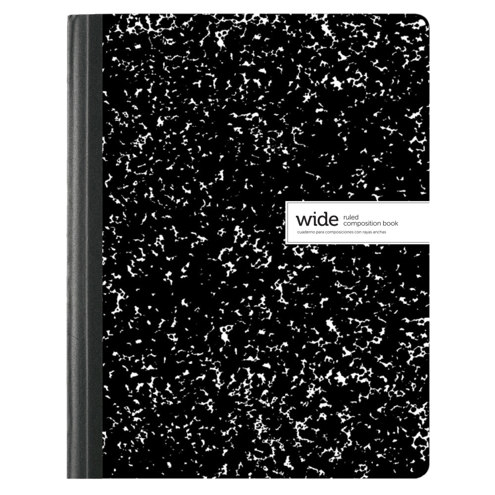 Office Depot Brand Composition Books, 7-1/2in x 9-3/4in, Wide Ruled, 100 Sheets, Black/White, Case Of 24 Notebooks