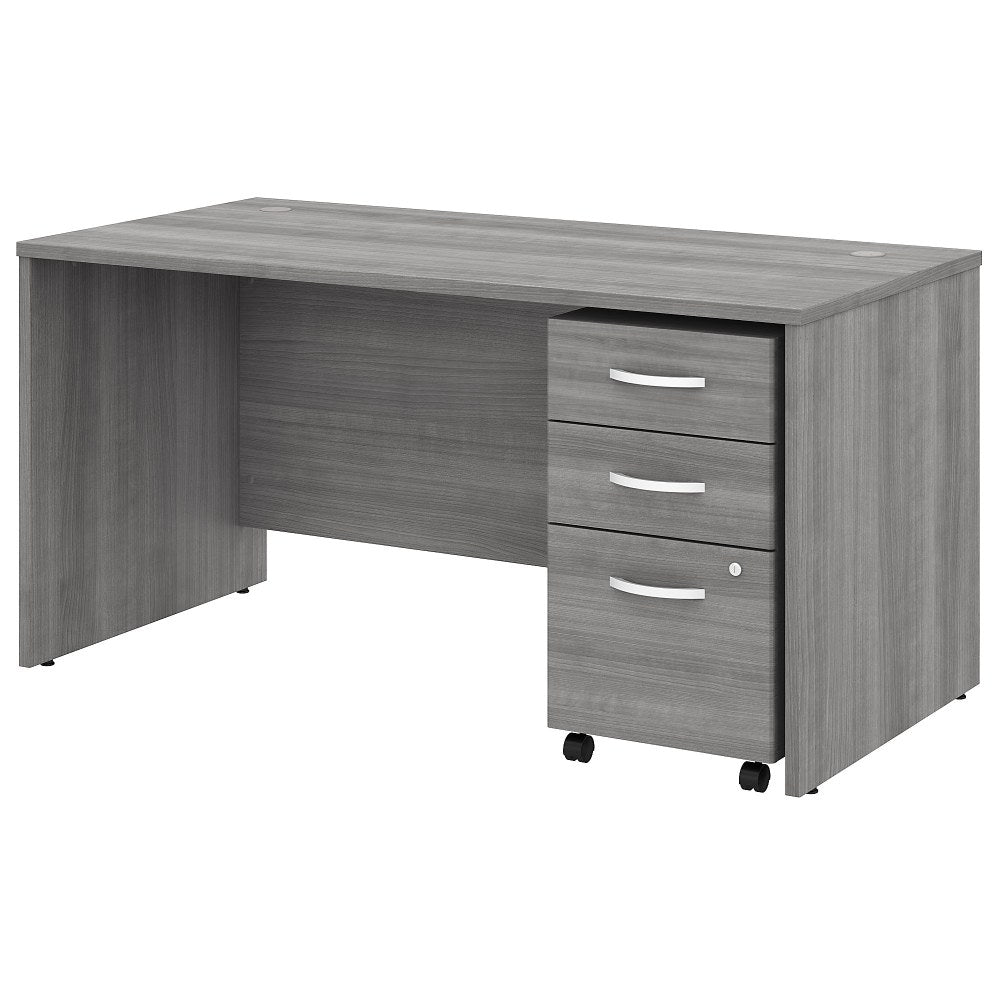 Bush Business Furniture Studio C 60inW Office Computer Desk With Mobile File Cabinet, Platinum Gray, Standard Delivery