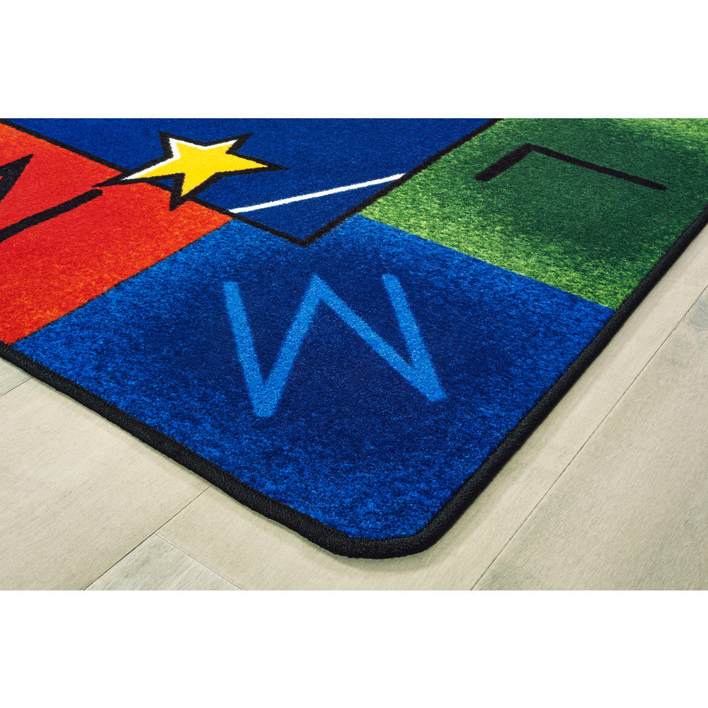 Carpets for Kids Premium Collection Milk Play Literacy Classroom Rug, 8ft4in x 11ft8in, Blue