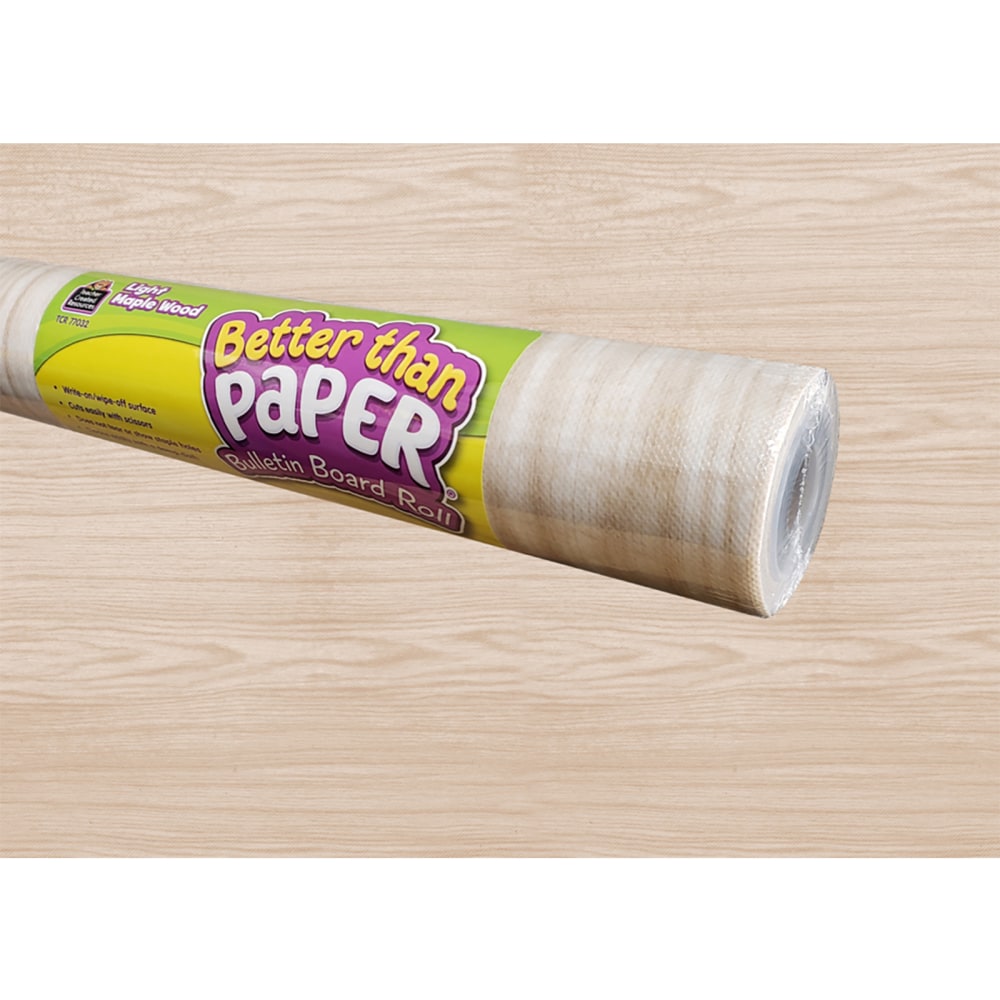 Teacher Created Resources Better Than Paper Bulletin Board Paper Rolls, 4ft x 12ft, Light Maple Wood, Pack Of 4 Rolls