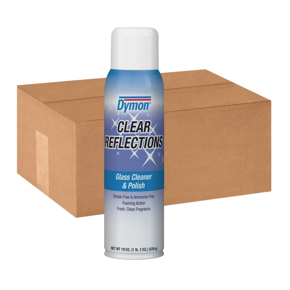 Dymon Clear Reflections Glass Cleaner Aerosol Spray, 20 Oz Can, Case Of 12