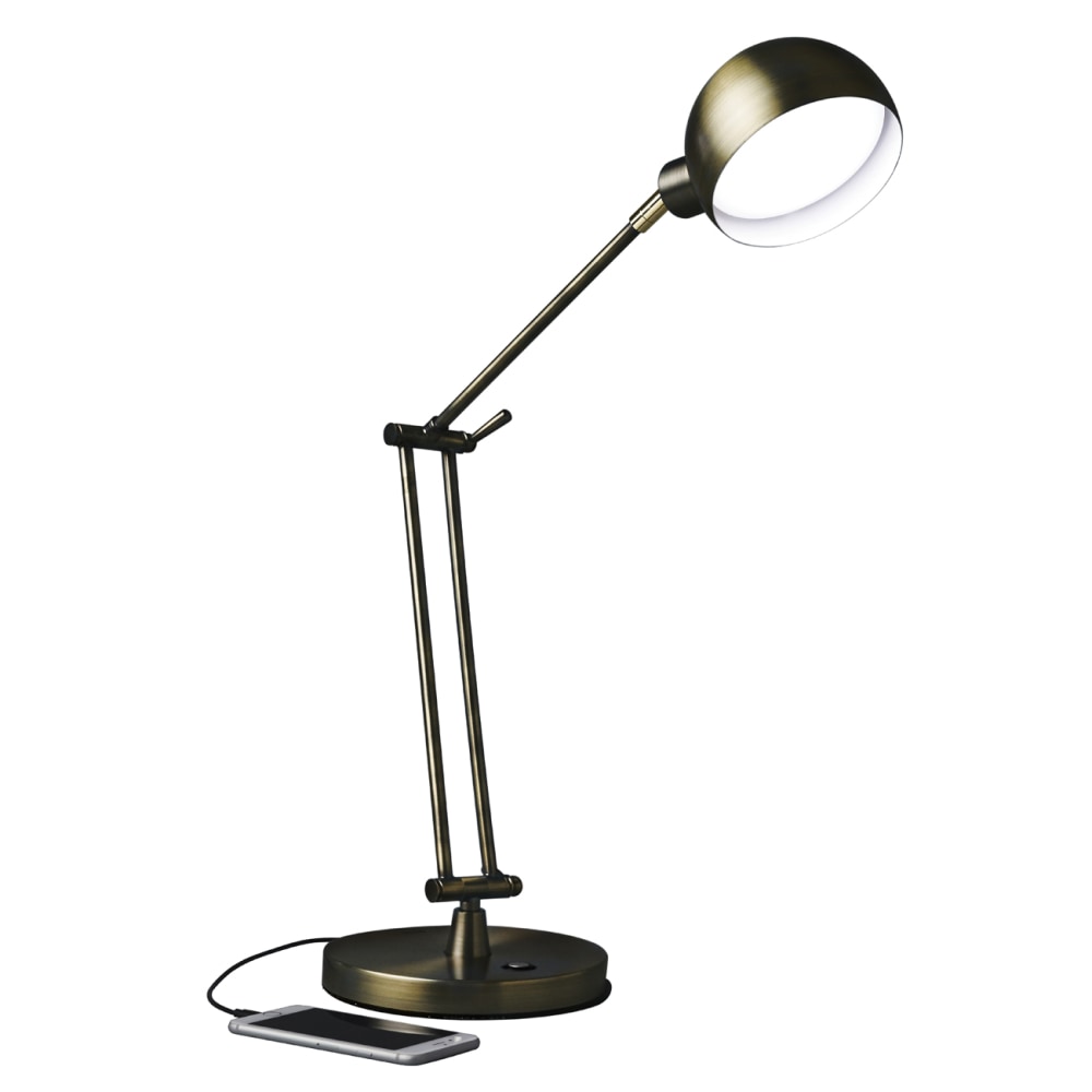 OttLite Wellness Series Refine LED Desk Lamp, Adjustable Height, 24inH, Antique Brass