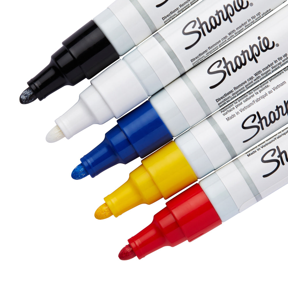 Sharpie Paint Markers, Medium Point, Assorted Colors, Pack Of 5 Markers