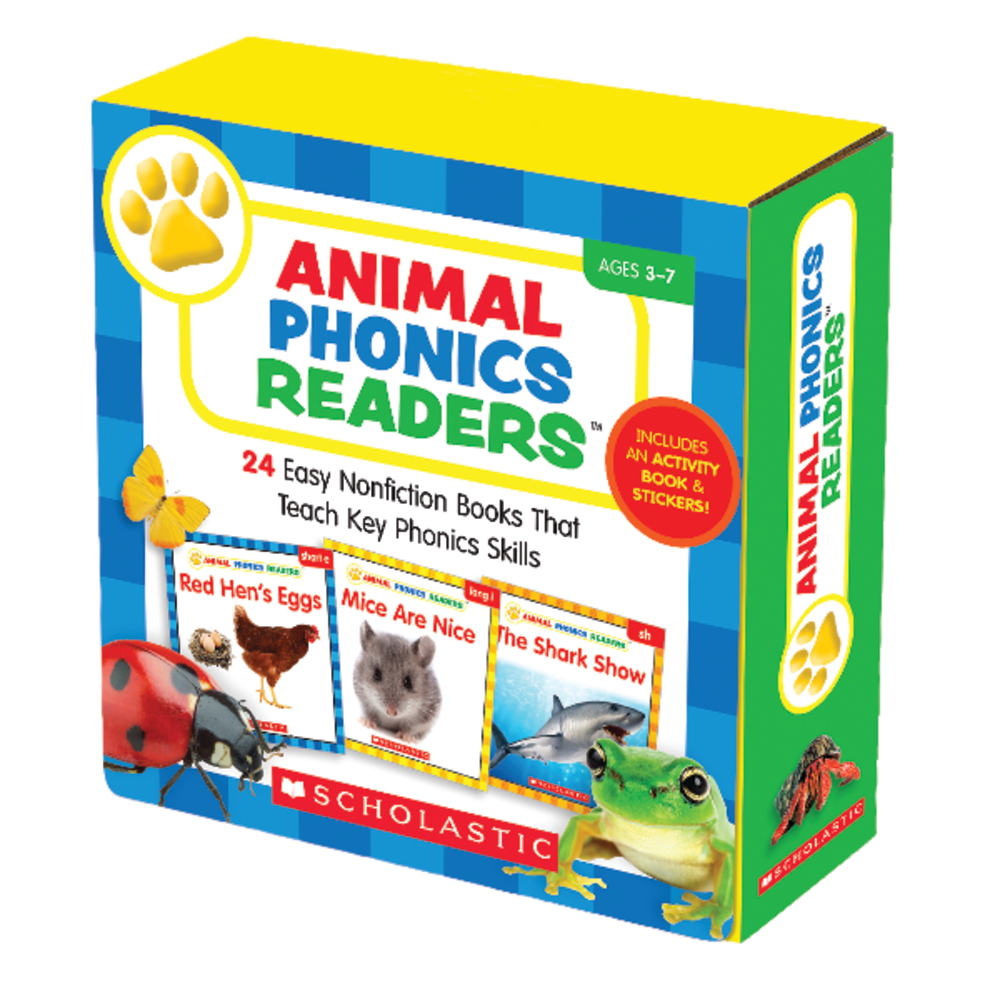 Scholastic Animal Phonics Readers Parent Pack, 5in x 5in, Set Of 24 Titles