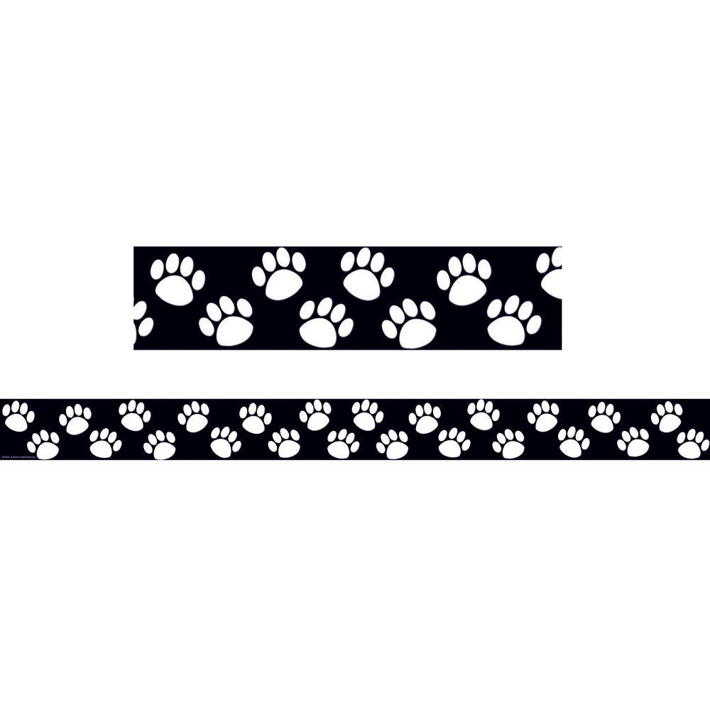 Teacher Created Resources Border Trim, Black/White Paw Prints, 35ft Per Pack, Set Of 6 Packs