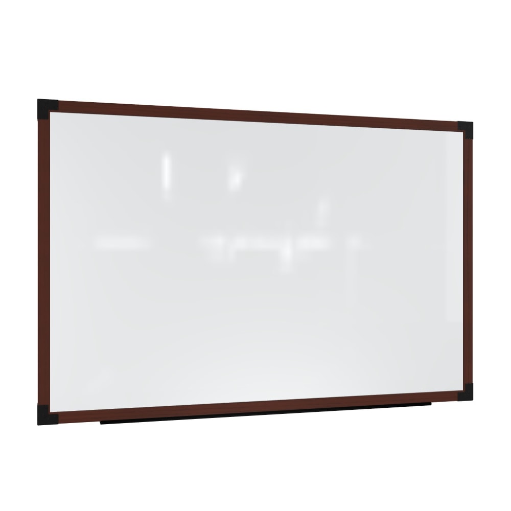 Ghent Prest Magnetic Dry-Erase Whiteboard, Porcelain, 50-1/4in x 98-1/4in, White, Carmel Oak Wood Frame