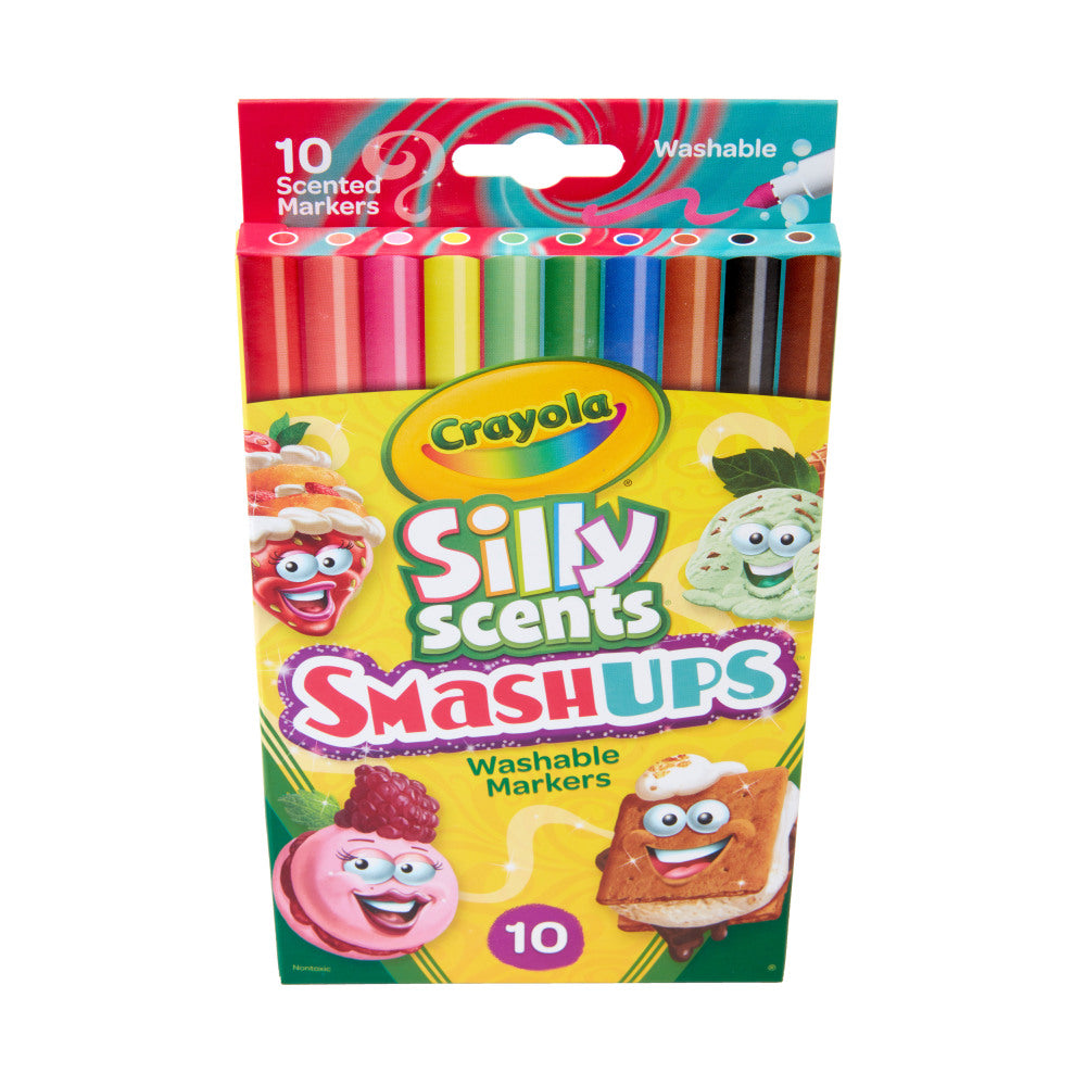 Crayola Silly Scent Smashups Fine Line Washable Markers, Assorted Colors, Pack Of 10 Markers