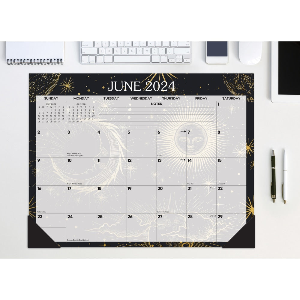 2023-2024 Willow Creek Press Academic Monthly Oversized Desk Pad Calendar, 22in x 17in, Celestial, July 2023 To June 2024