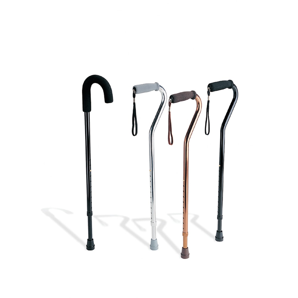 Medline Guardian Offset-Handle Fashion Aluminum Canes, Black, Case Of 6