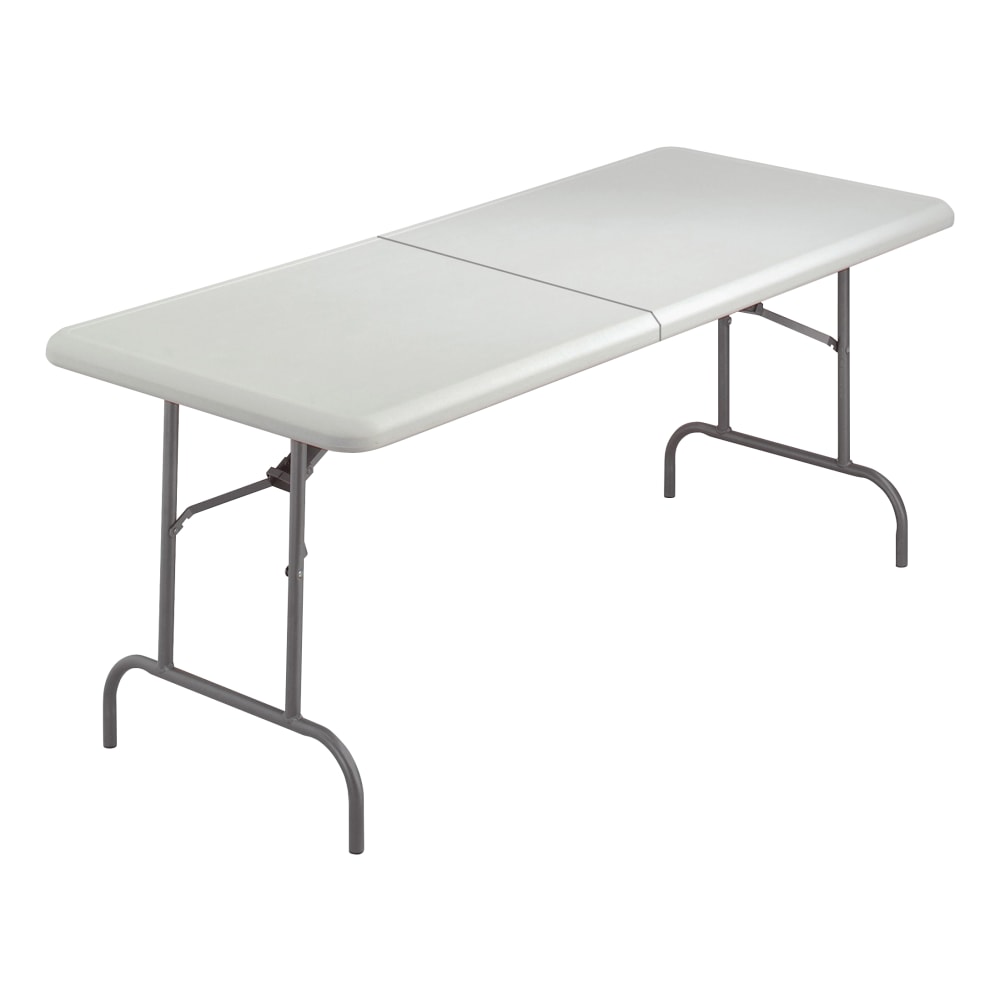 Iceberg IndestrucTable TOO Bifold Table - Rectangle Top - Adjustable Height - 72in Table Top Length x 30in Table Top Width x 2in Table Top Thickness - 29in Height - Platinum, Powder Coated - Tubular Steel - High-density Polyethylene (HDPE) Top Material