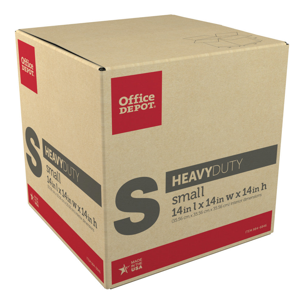 Office Depot Brand Heavy-Duty Corrugated Moving Box, 14inH x 14inW x 14inD, Kraft