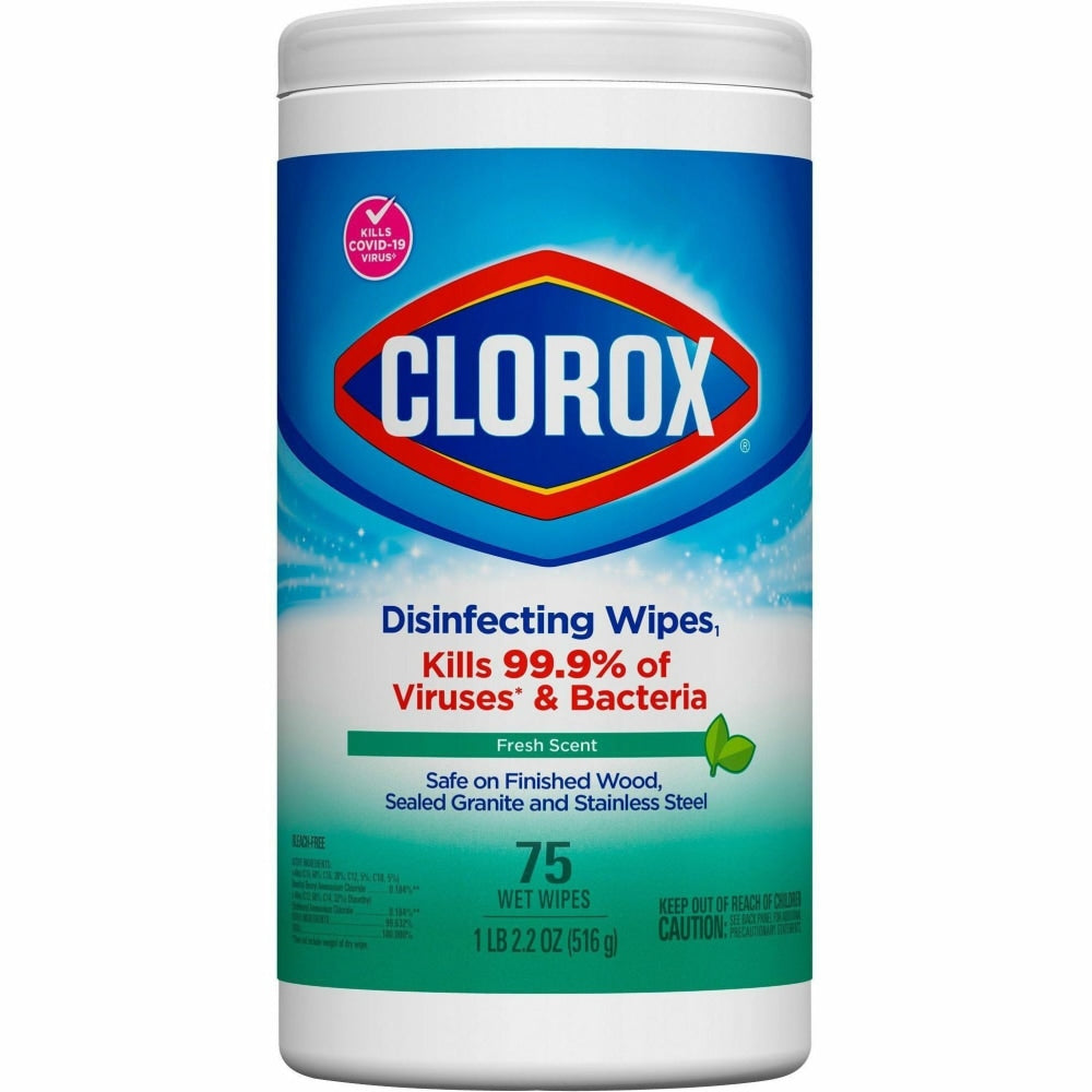 Clorox Disinfecting Wipes, Bleach-Free Cleaning Wipes - For Multipurpose - Fresh Scent - 75 / Canister - 240 / Bundle - Bleach-free, Pre-moistened - White