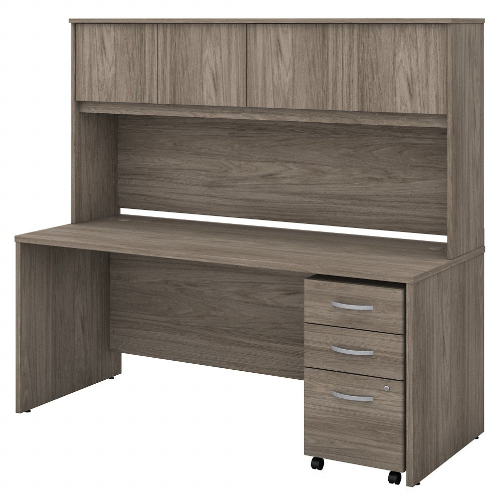 Bush Business Furniture Studio C 72inW Office Computer Desk With Hutch And Mobile File Cabinet, Modern Hickory, Standard Delivery