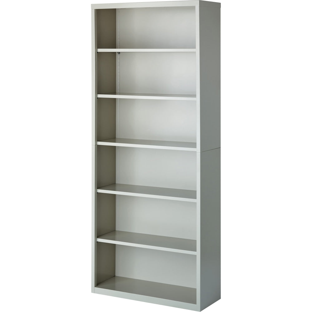 Lorell Fortress Series Steel Modular Shelving Bookcase, 6-Shelf, 82inH x 34-1/2inW x 13inD, Light Gray