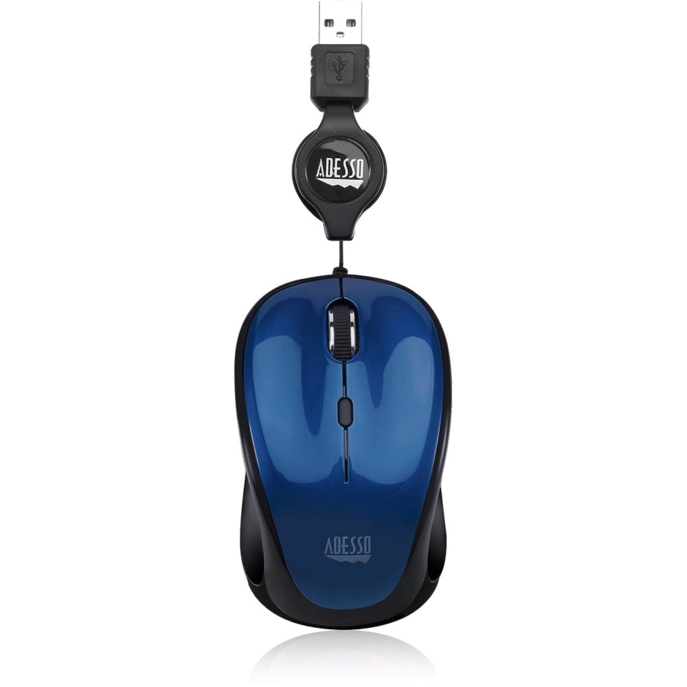 Adesso iMouse S8L USB Illuminated Retractable Mini Optical Mouse, Blue