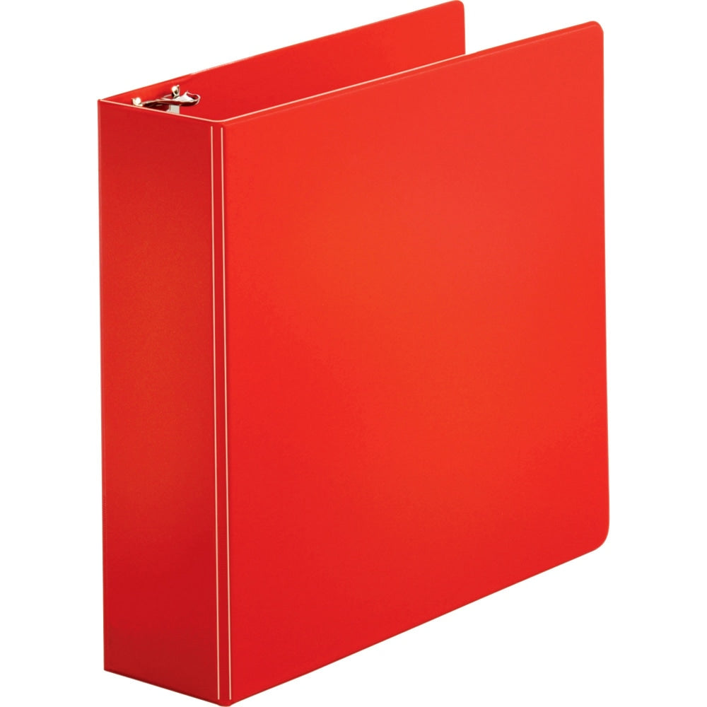 Business Source Basic Round Ring Binders - 3in Binder Capacity - Round Ring Fastener(s) - Vinyl - Red - 1.68 lb - Recycled - 1 / Each