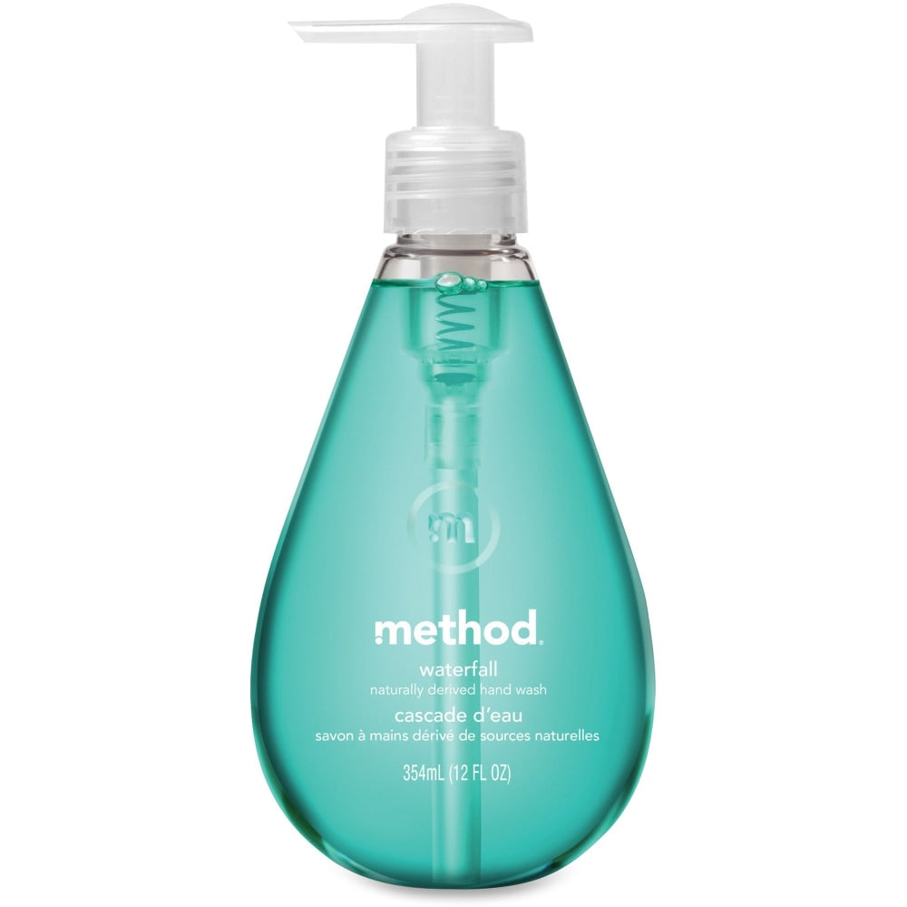 Method Waterfall Natural Gel Hand Wash - Waterfall Scent - 12 fl oz (354.9 mL) - Pump Bottle Dispenser - Hand - Aqua - Paraben-free, Phthalate-free, Triclosan-free, EDTA-free - 6 / Carton