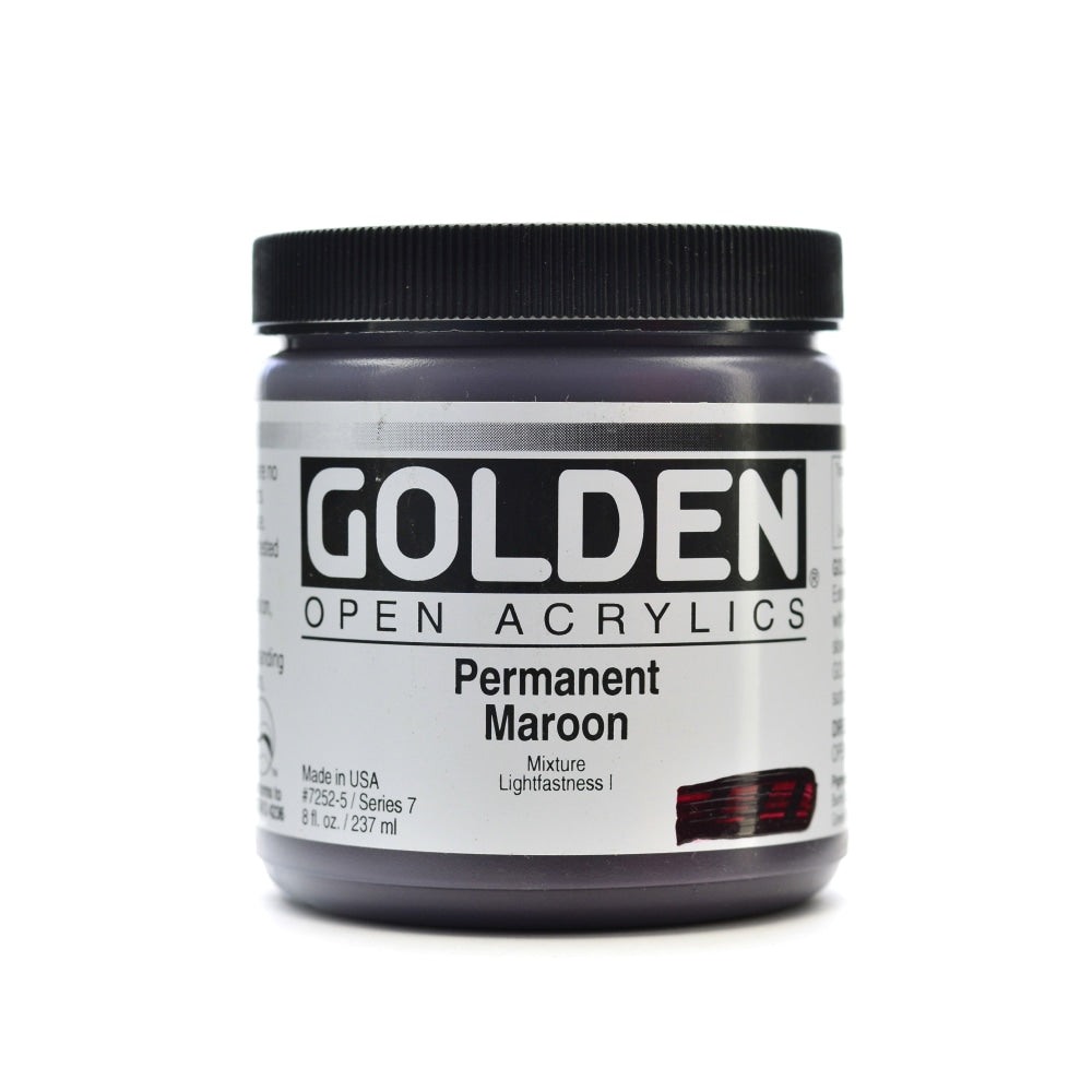 Golden OPEN Acrylic Paint, 8 Oz Jar, Permanent Maroon