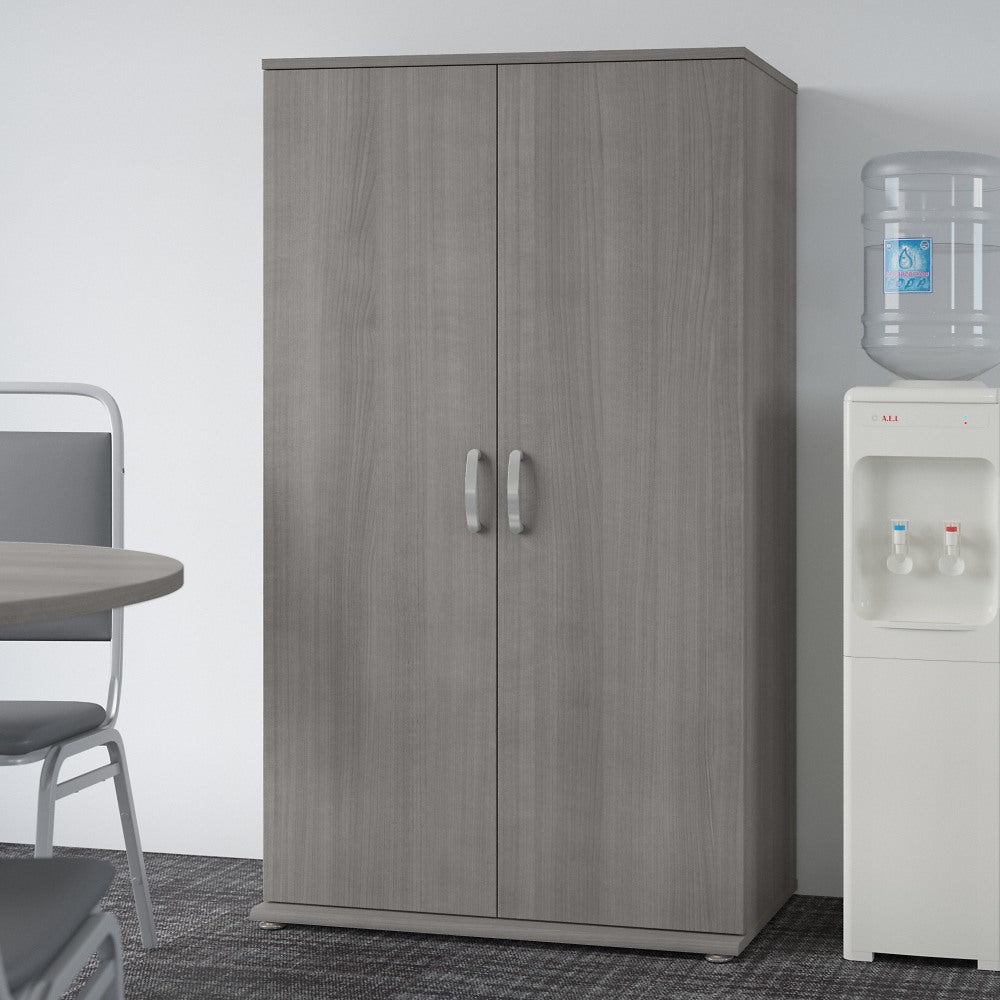 Bush Business Furniture Universal Tall Storage Cabinet With Doors And Shelves, Platinum Gray, Standard Delivery