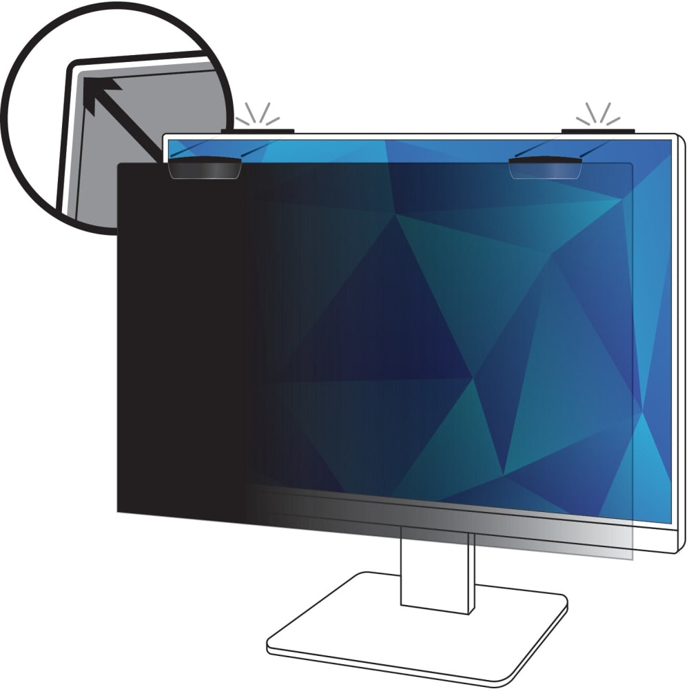 3M Privacy Filter With COMPLY Magnetic Attach For 21.5in Full Screen Monitors, Black