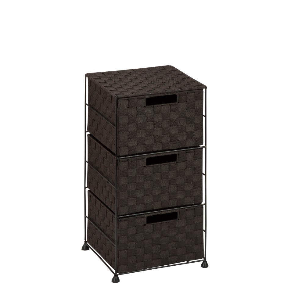 Honey-Can-Do Plastic 3-Drawer Wheeled Cart, 24in x 12in x 12in, Espresso