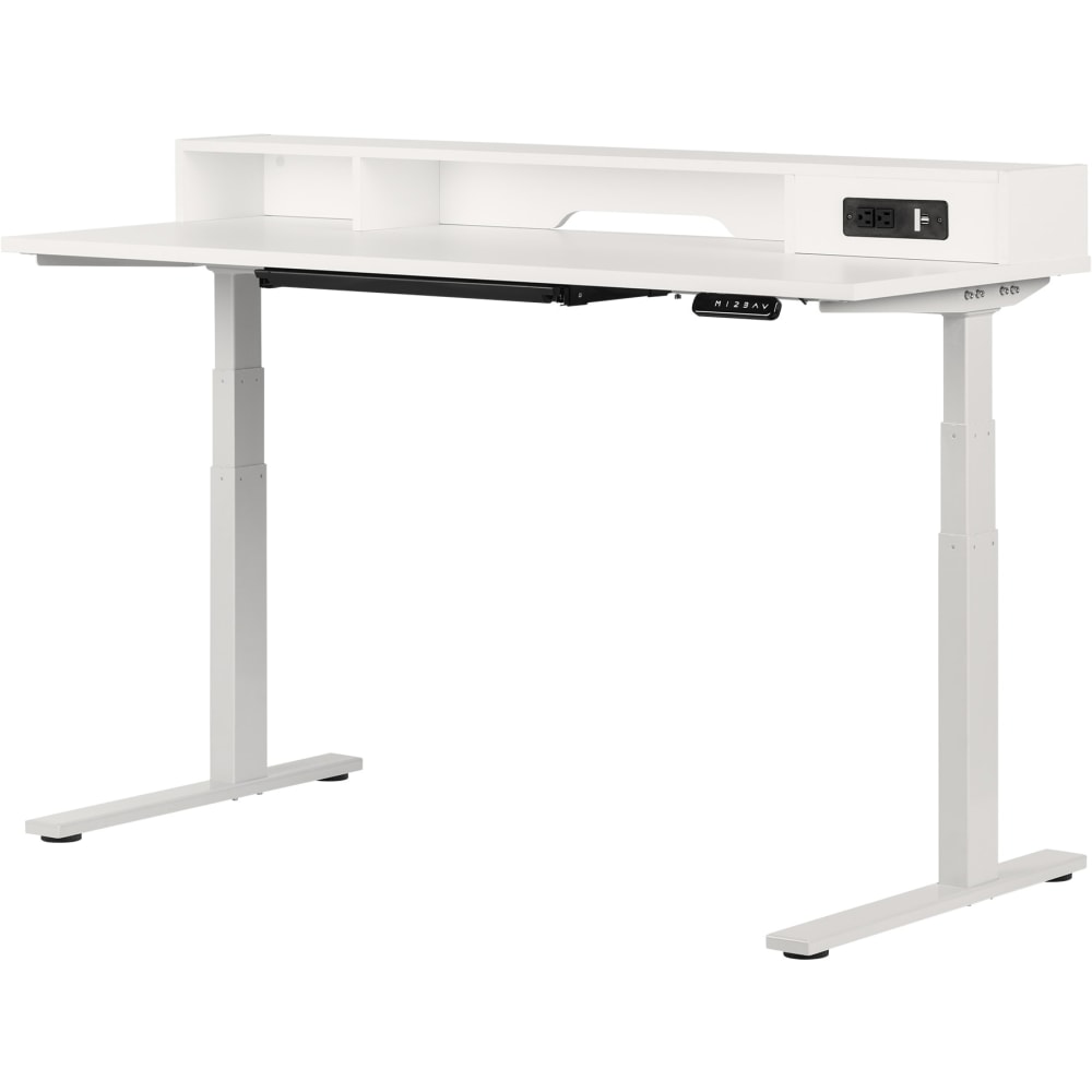 South Shore Helsy Electric 60inW Adjustable-Height Standing Desk, Pure White