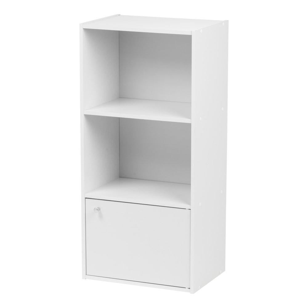 IRIS 35inH 3-Tier Storage-Shelf With Door, White