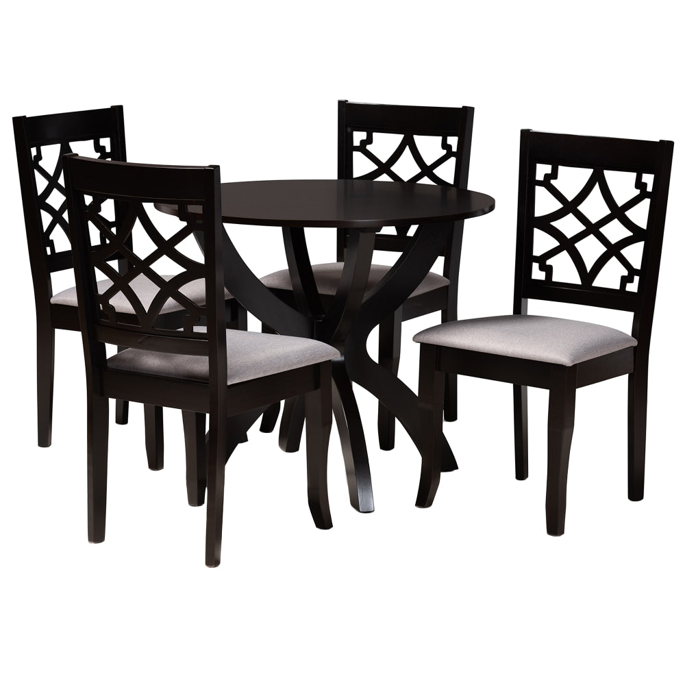 Baxton Studio Sandra Dining Set, 29-15/16inH x 35-7/16inW x 35-7/16inD, Gray/Dark Brown