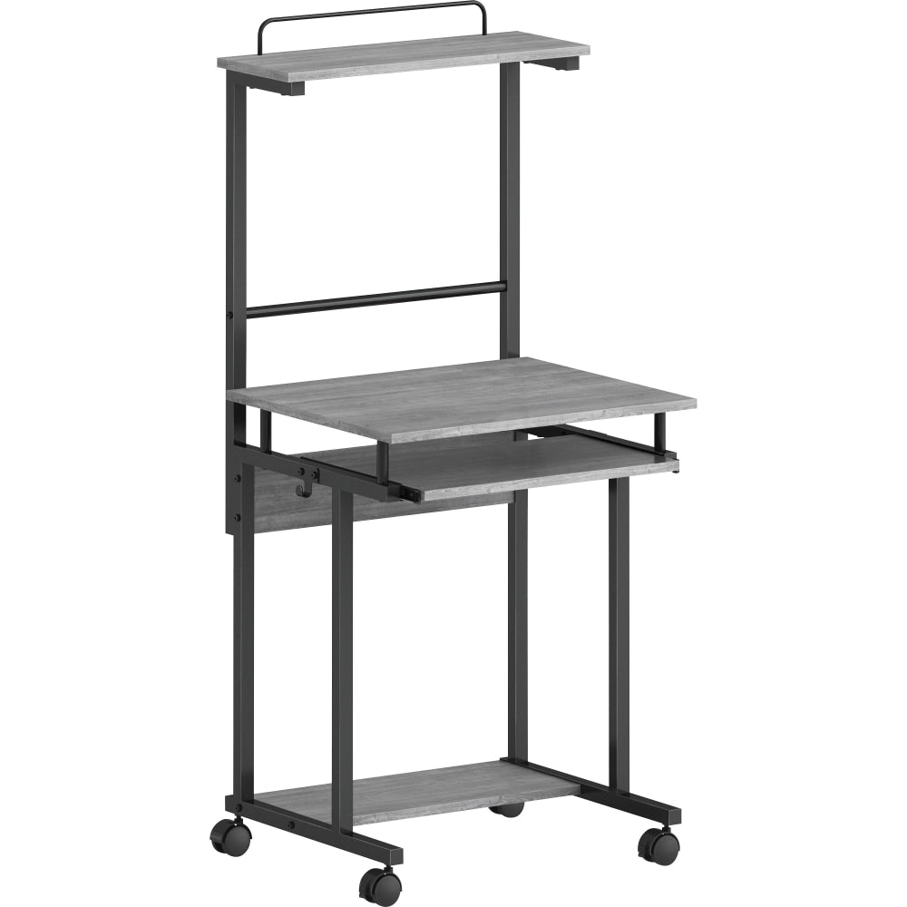 NuSparc 2-Shelf Computer Mobile Workstation, 53-1/2inH x 23-7/10inW x 20-7/10inD, Weathered Charcoal