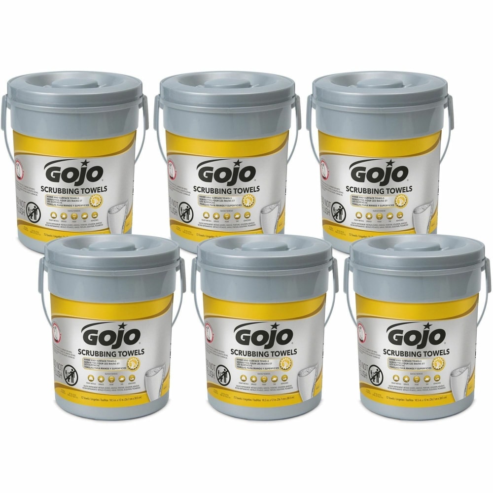 Gojo Scrubbing Towels - 10.50in x 13in - White - 72 Per Canister - 6 / Carton