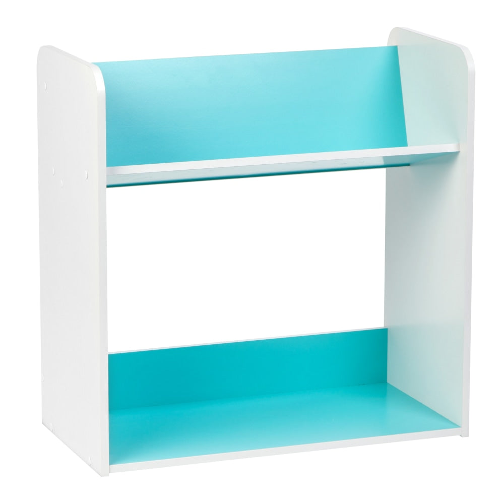 IRIS 24inH 2-Tier Tilted-Shelf Book Rack, Blue/White