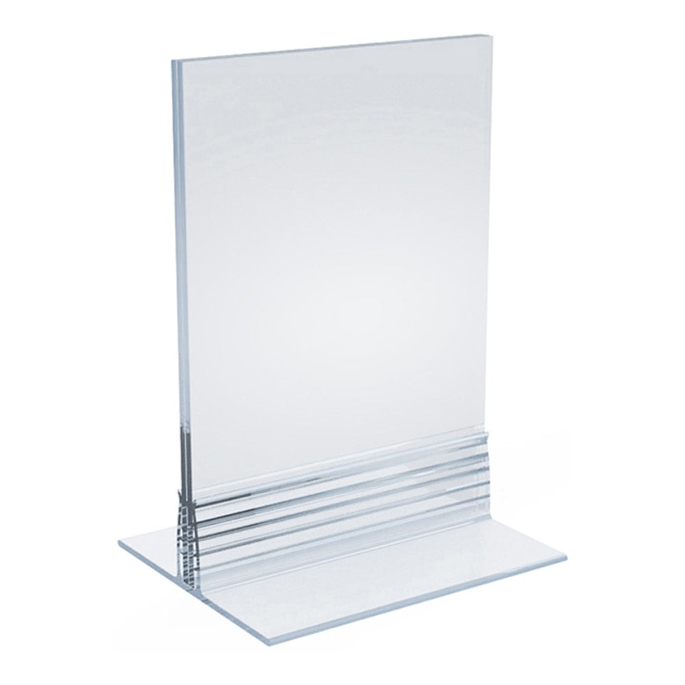 Azar Displays Acrylic T-Strip Vertical/Horizontal Sign Holders, 3-1/2in x 5in, Clear, Pack Of 10 Sign Holders