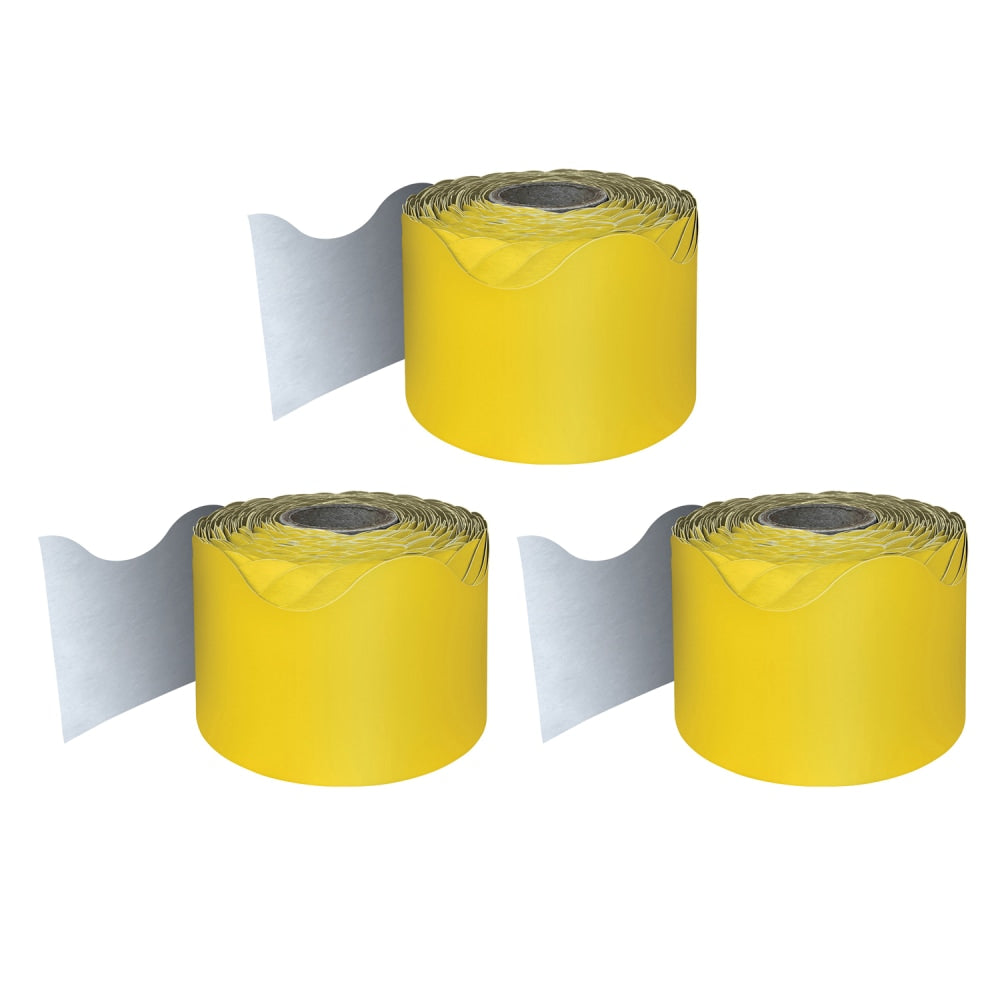 Carson Dellosa Education Rolled Scalloped Borders, Yellow, 65ft Per Roll, Pack Of 3 Rolls