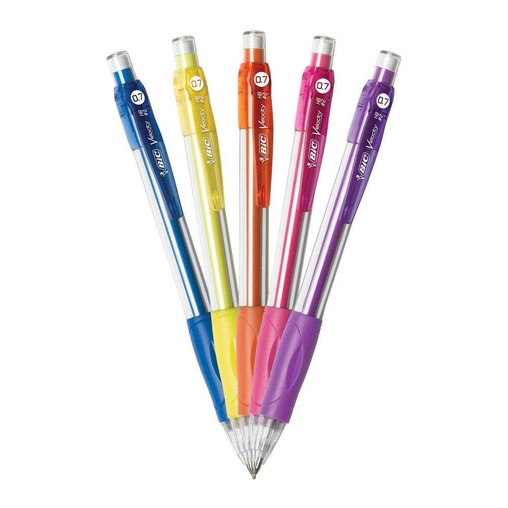 BIC Velocity Original Mechanical Pencils, 0.7 mm, Assorted Barrel Colors, Pack Of 5