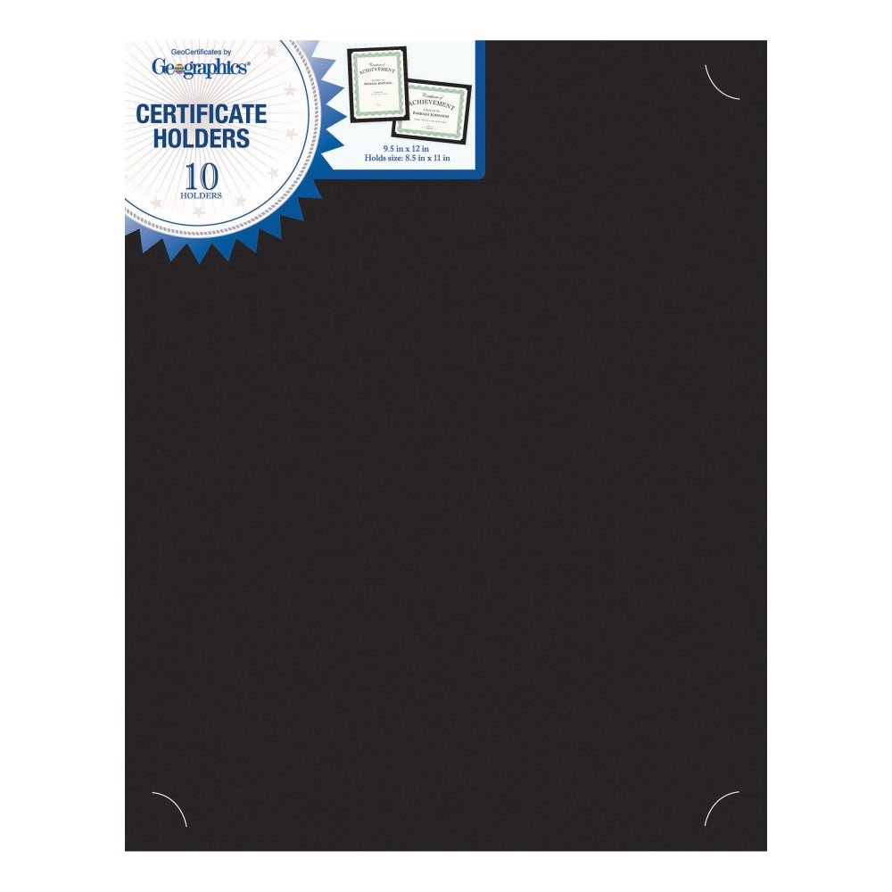 Geographics Recycled Certificate Holder - Black - 30% Recycled - 10 / Pack