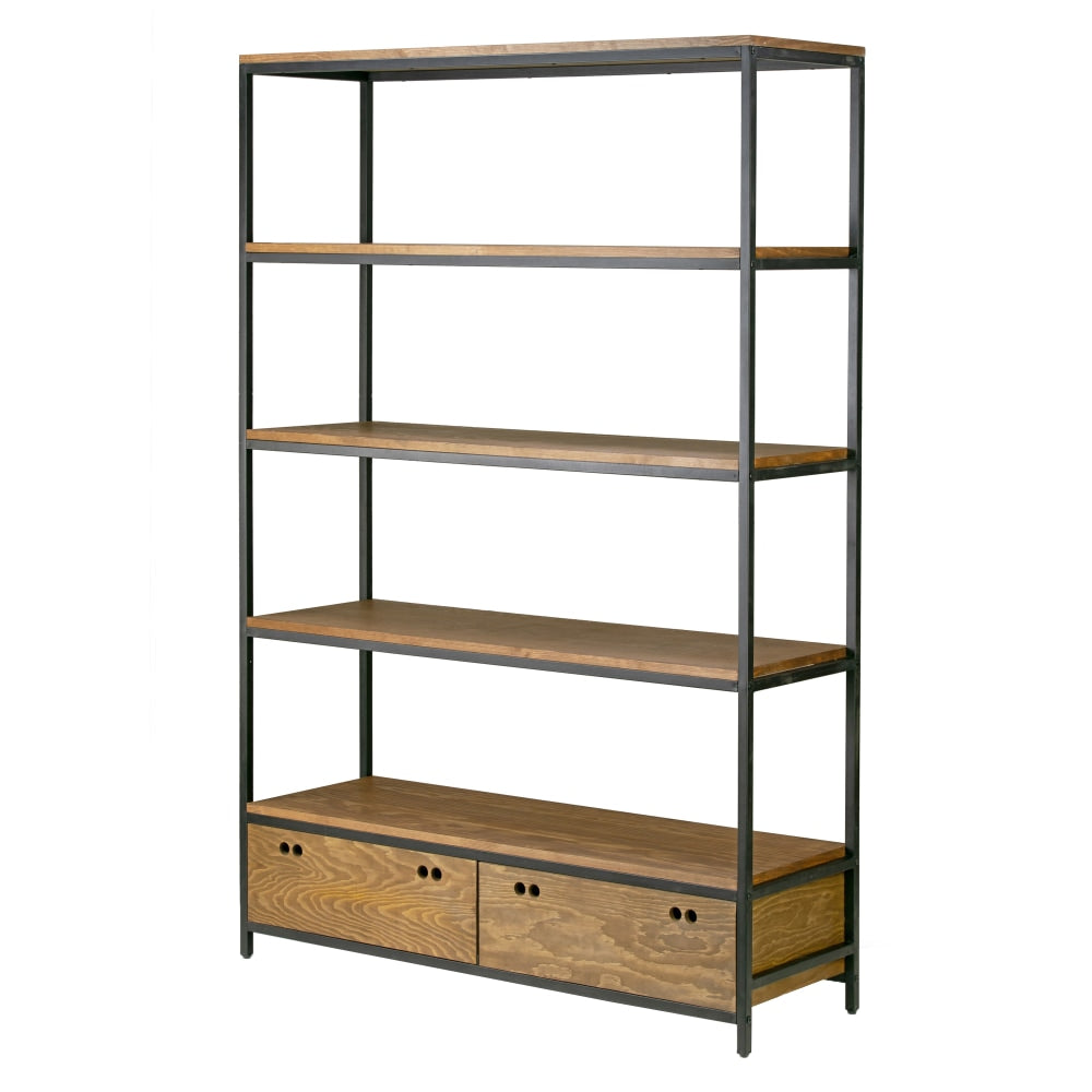 Glamour Home Alta 71inH Etagere Bookcase, Brown