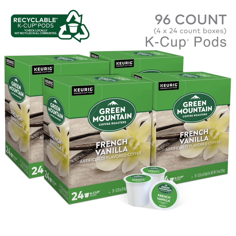 Green Mountain Coffee Single-Serve Coffee K-Cup, French Vanilla, Carton Of 96, 4 x 24 Per Box