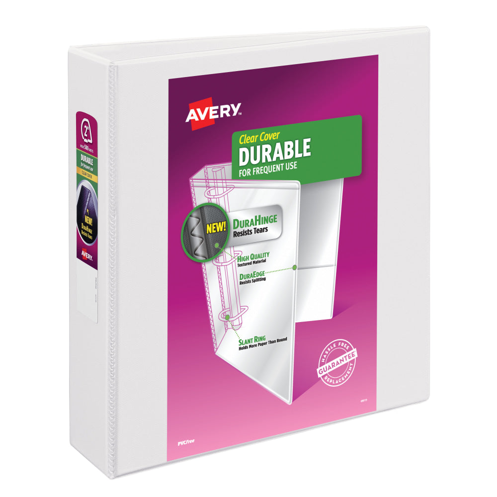 Avery Durable View 3-Ring Binder, 2in Slant Rings, White