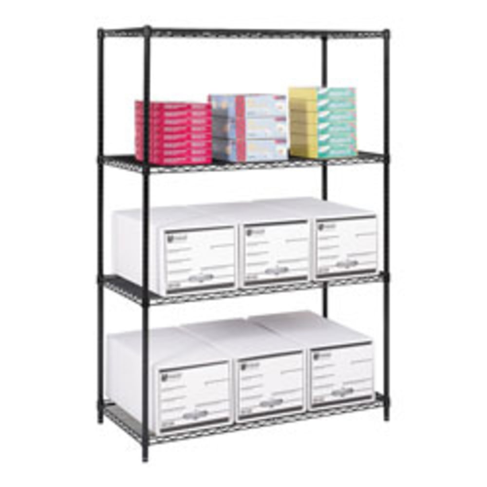 Safco Industrial Wire Shelving Starter Unit, 48inW x 24inD, Black