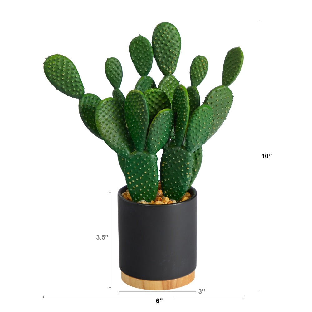 Nearly Natural Cactus Succulent 10inH Artificial Plant With Planter, 10inH x 6inW x 3inD, Green