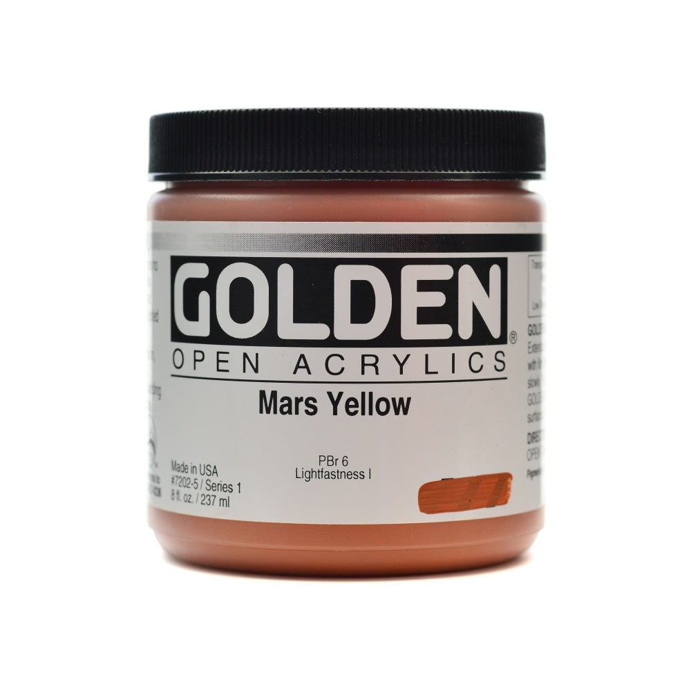 Golden OPEN Acrylic Paint, 8 Oz Jar, Mars Yellow